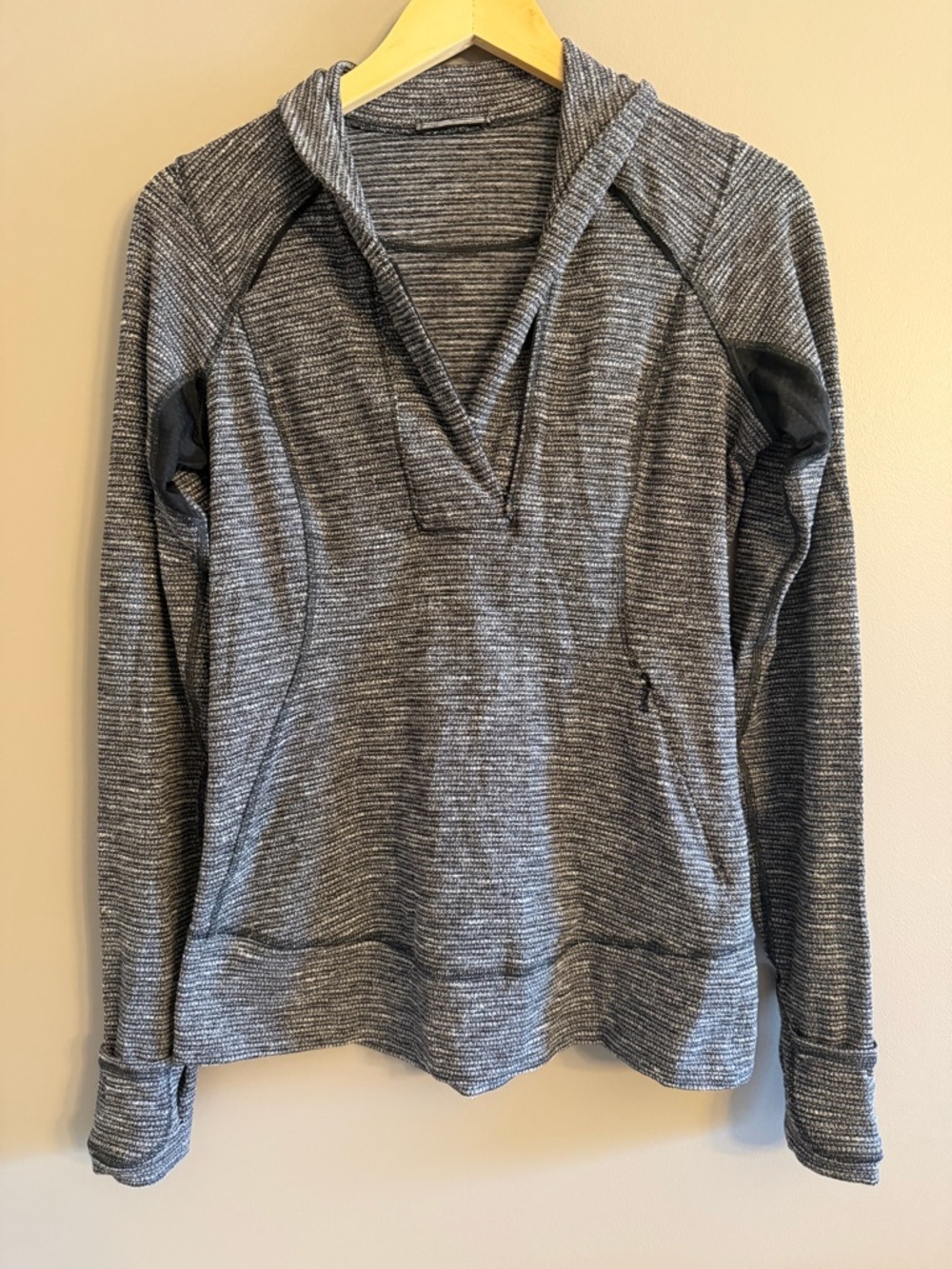 lululemon Ready or Snot Half-Zip Hoodie Space Dye Heathered Black Size 8